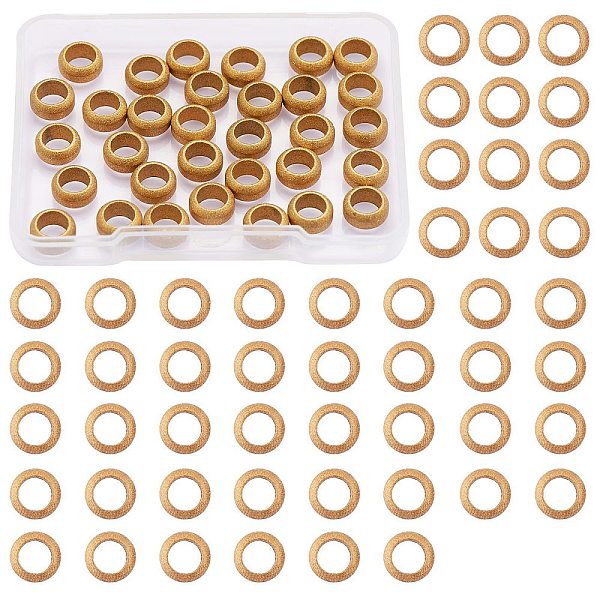 

PandaHall 304 Stainless Steel Big Hole Beads, Textured, Rondelle, Golden, 8x4mm, Hole: 5mm, 50pcs/box 304 Stainless Steel Rondelle