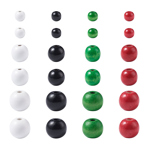 

PandaHall Natural Wood Beads, Dyed, Round, Mixed Color, 500pcs/set Wood Round Multicolor