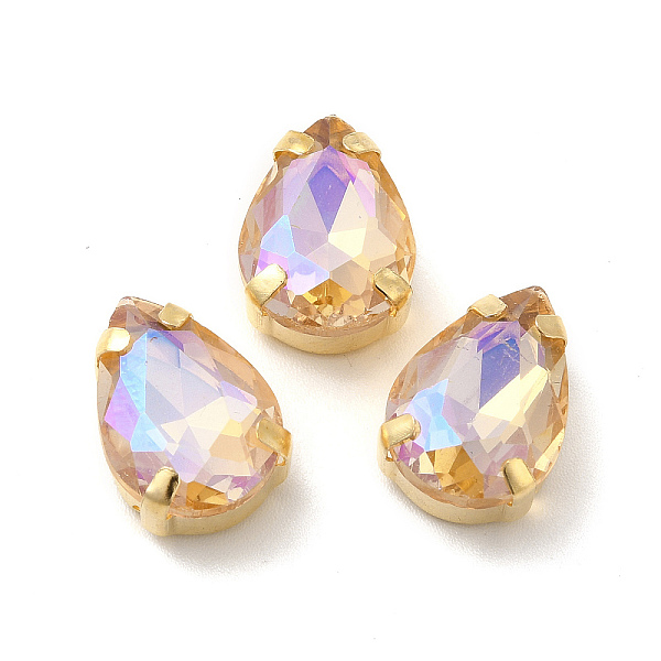 

PandaHall Moonlight Effect Teardrop Sew on Rhinestone, Multi-strand Links, with Golden Tone Brass Prong Settings, Garments Accessories..., Yellow