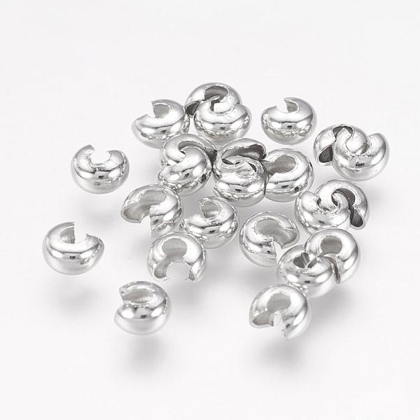 

PandaHall Iron Crimp Beads Covers, Cadmium Free & Nickel Free & Lead Free, Platinum, 4mm In Diameter, Hole: 1.5~1.8mm Iron