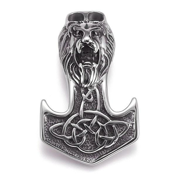 

PandaHall 304 Stainless Steel Hook Clasps, For Leather Cord Bracelets Making, Anchor with Lion, Antique Silver, 56x33.5x12mm, Hole: 7x5.5mm...