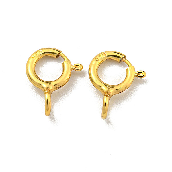 

PandaHall 925 Sterling Silver Spring Ring Clasps, Real 18K Gold Plated, 7.5x6x2.5mm, Hole: 1.6mm Sterling Silver