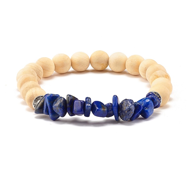 

PandaHall Natural Thuja Sutchuenensis Wood Round Beads Stretch Bracelet, Natural Mixed Stone Chip Beads Bracelet for Women, Inner Diameter...