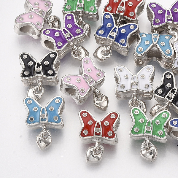 

PandaHall Platinum Plated Alloy European Bead Rhinestone Settings, with Enamel, Large Hole Pendants, Butterfly with Heart, Mixed Color, Fit..., Multicolor