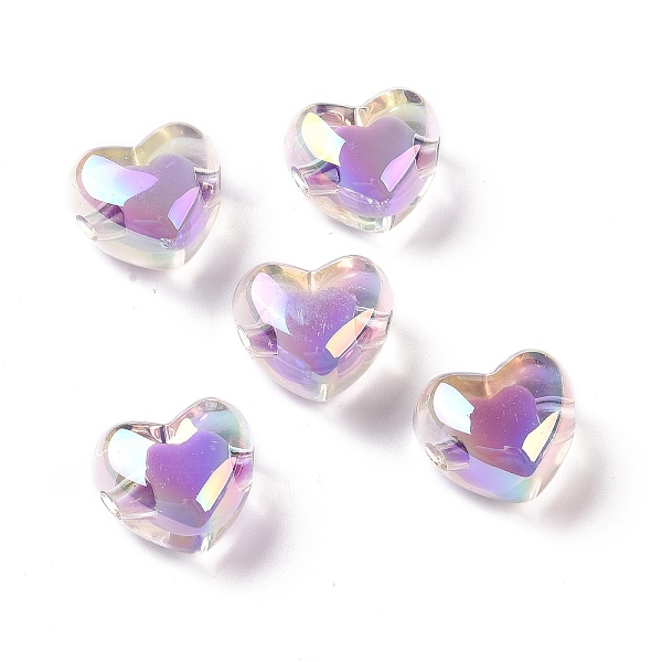 

PandaHall Transparent Acrylic Beads, Bead in Bead, AB Color Plated, Heart, Medium Purple, 19x21.5x14mm, Hole: 3.5mm Acrylic Heart