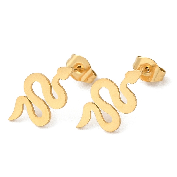 

PandaHall 304 Stainless Steel Stud Earrings, Snake, Golden, 16.5x9mm 304 Stainless Steel Snake