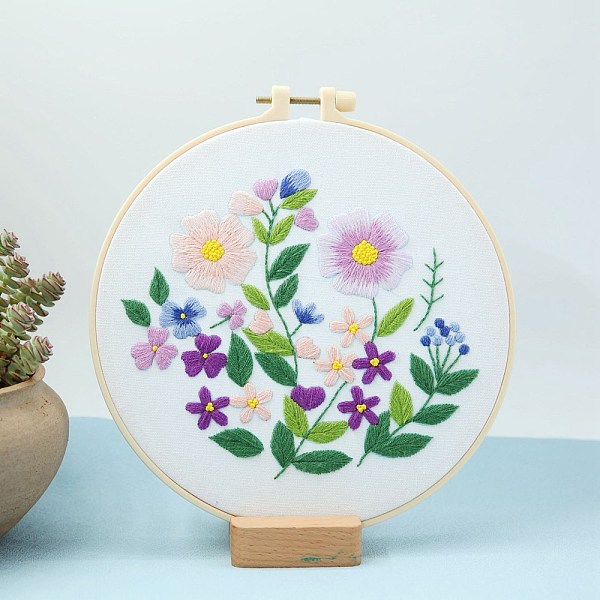 

PandaHall Flower Pattern DIY Embroidery Starter Kit with Instruction Book, Embroidery Hoop, Cord and Neddle, Easy Stamped Fabric Hand Crafts...