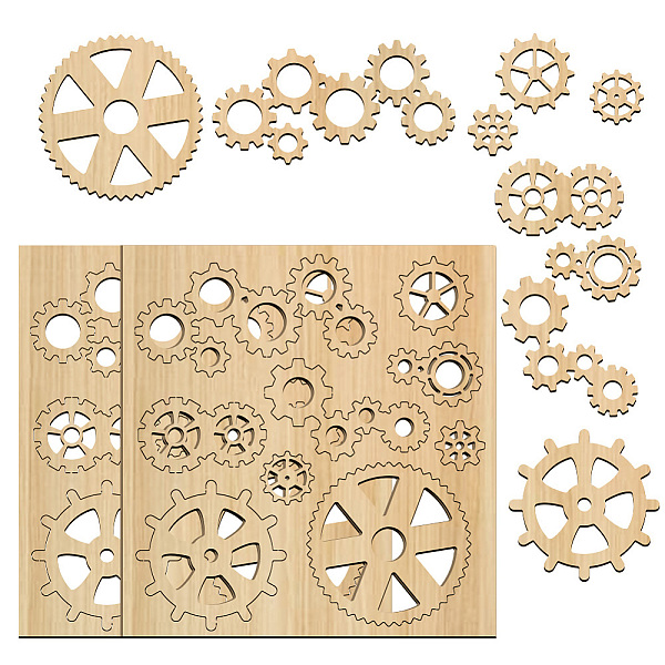 

PandaHall Wood Shaving Boards, Wood Craft Supplies, Gear, 15.2x14.5x0.2cm, 2pcs/set Wood Gear