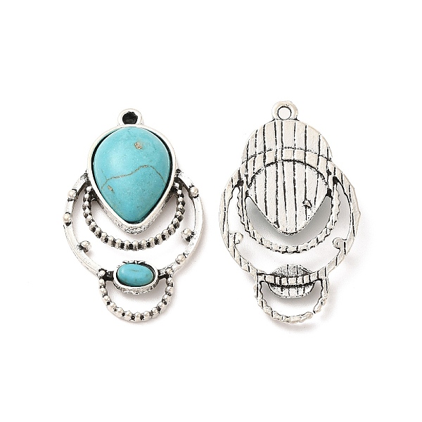 

PandaHall Retro Alloy Pendants, with Synthetic Turquoise, Teardrop Charms, Antique Silver, 38x23x6.5mm, Hole: 2mm Synthetic Turquoise...
