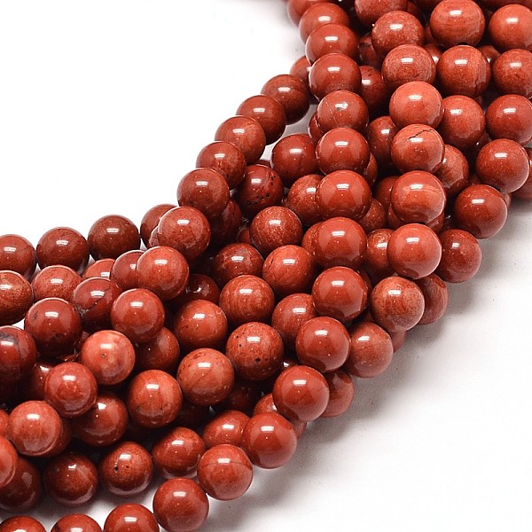 

PandaHall Natural Red Jasper Round Bead Strands, Dyed, 8mm, Hole: 1mm, about 49pcs/strand, 16 inch Red Jasper Round