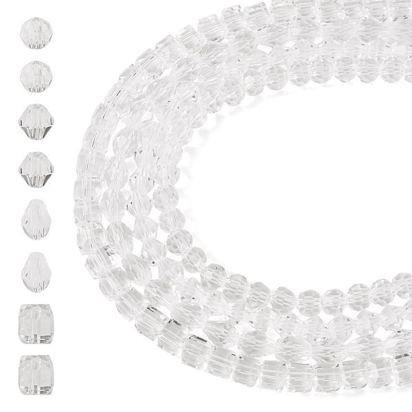 4 Strands 4 Styles Transparent Glass Bead Strands