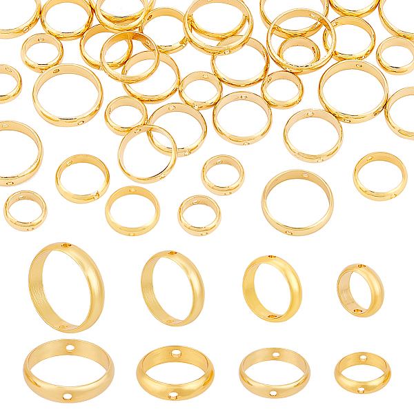 

PandaHall ARRICRAFT 40Pcs 4 Style Brass Bead Frame, Round Ring, Golden, 8~13x2.5~2.8mm, Hole: 0.8~1mm, 10pcs/style Brass Ring