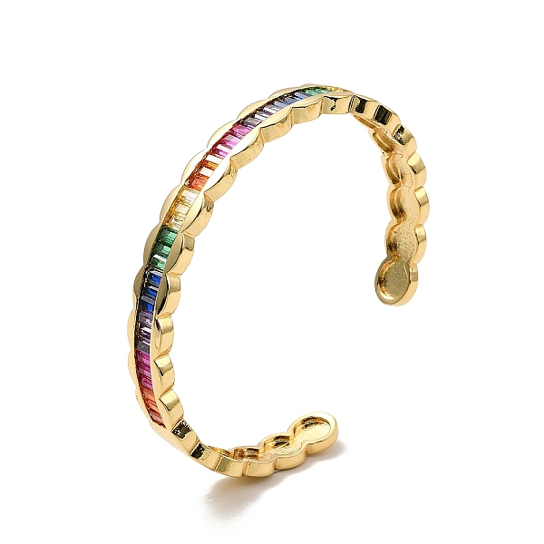 

PandaHall Colorful Cubic Zirconia Open Cuff Bangle, Brass Jewelry for Women, Real 18K Gold Plated, Inner Diameter: 2-1/4 inch(5.7cm) Cubic...