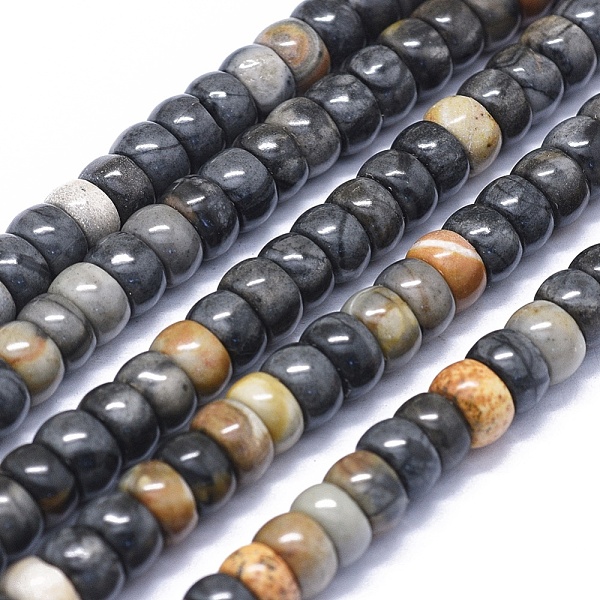 

PandaHall Natural Polychrome Jasper/Picasso Stone/Picasso Jasper Beads Strands, Rondelle, 8x5mm, Hole: 1mm, about 78pcs/strand, 15.7 inch...