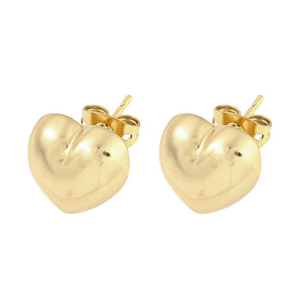 

PandaHall Brass Ear Studs, Real 18K Gold Plated, Heart, 11.5x11.5mm Brass Heart