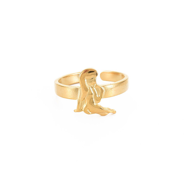 

PandaHall Ion Plating(IP) 304 Stainless Steel 12 Constellations/Zodiac Signs Open Cuff Ring for Women, Nickel Free, Real 18K Gold Plated...