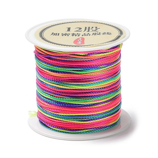 

PandaHall 12-Ply Segment Dyed Round Nylon Thread, with Spool, Colorful, 0.8mm, about 27.34 Yards(25m)/Roll Nylon Multicolor