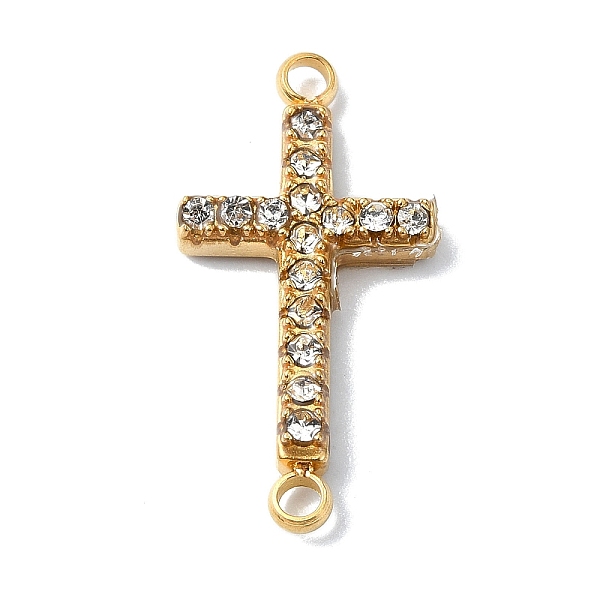 

PandaHall Ion Plating(IP) 304 Stainless Steel Crystal Rhinestone Connector Charms, Cross Links, Real 18K Gold Plated, 20x10x2mm, Hole: 1.6mm..., Clear