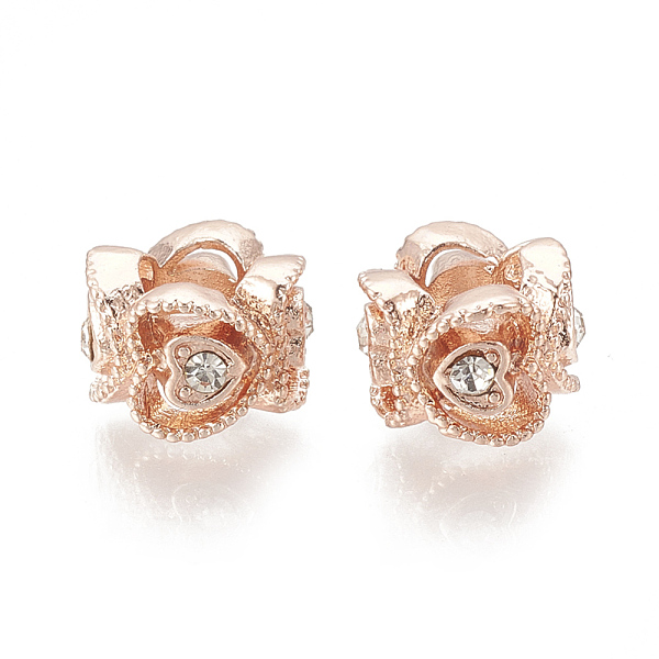 

PandaHall Alloy European Beads, Large Hole Beads, with Rhinestone, Flower, Crystal, Rose Gold, 10x7mm, Hole: 4.5mm Alloy+Rhinestone Flower..., Clear