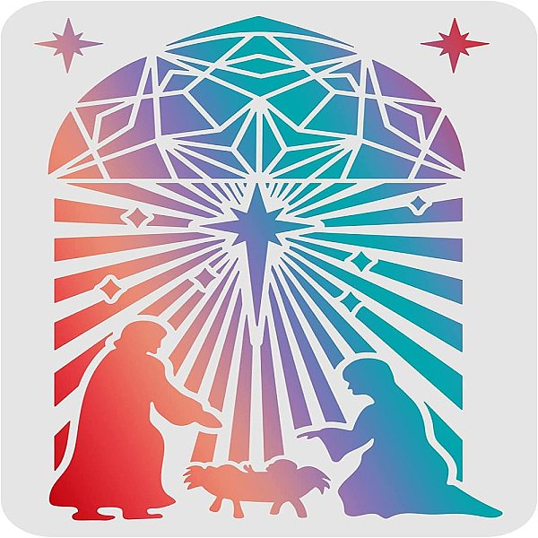 PandaHall FINGERINSPIRE Nativity Manger Drawing Painting Stencils Templates (11.6x8.3inch) Plastic Nativity Manger Stencils Decoration...