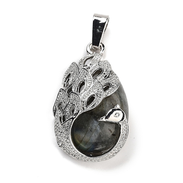 

PandaHall Natural Labradorite Teardrop Pendants, Alloy Peacock Charms, Platinum, 33x19x10mm, Hole: 3.5x9mm Labradorite Teardrop