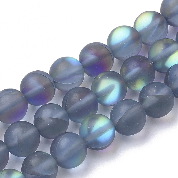

PandaHall Synthetic Moonstone Beads Strands, Holographic Beads, Dyed, Frosted, Round, Slate Gray, 10mm, Hole: 1.2mm 40pcs/strand, 15.7 inch...