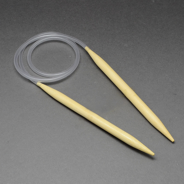 PandaHall Rubber Wire Bamboo Circular Knitting Needles, More Size Available, Light Yellow, 780~800x12.0mm Bamboo Yellow