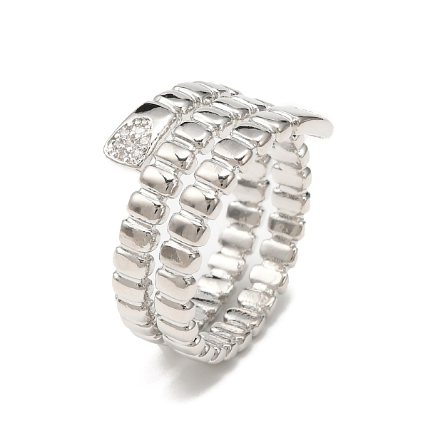 

PandaHall Cubic Zirconia Rectangle Wrap Cuff Ring, Brass Jewelry for Woman, Platinum, Inner Diameter: 18mm Brass+Cubic Zirconia Clear