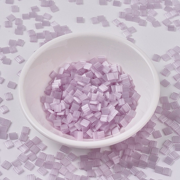 

PandaHall MIYUKI TILA Beads, Japanese Seed Beads, 2-Hole, (TL2564) Silk Pale Lavender, 5x5x1.9mm, Hole: 0.8mm, about 118pcs/10g Glass Purple