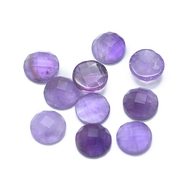 

PandaHall Natural Amethyst Cabochons, Faceted, Half Round/Dome, 6x2.5mm Amethyst Half Round