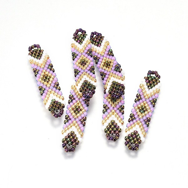 

PandaHall MIYUKI & TOHO Handmade Japanese Seed Beads Links, Loom Pattern, Shuttle Shape, Colorful, 41.5~42.5x8.5~9x1.7mm, Hole: 2mm Glass...