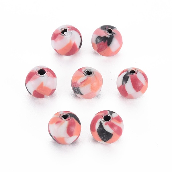 PandaHall Handmade Polymer Clay Beads, for DIY Jewelry Crafts Supplies, Round, Light Salmon, 8.5~9x8mm, Hole: 1.8mm Polymer Clay Round