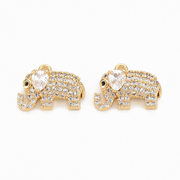 

PandaHall Brass Micro Pave Clear Cubic Zirconia Pendants, Nickel Free, Elephant, Real 18K Gold Plated, 9x12.5x4mm, Hole: 1mm Brass+Cubic...