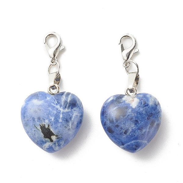 

PandaHall Natural Sodalite Pendants, with Zinc Alloy Lobster Claw Clasps and Iron Open Jump Ring, Heart, Platinum, 44mm, Hole: 4x3.4mm...