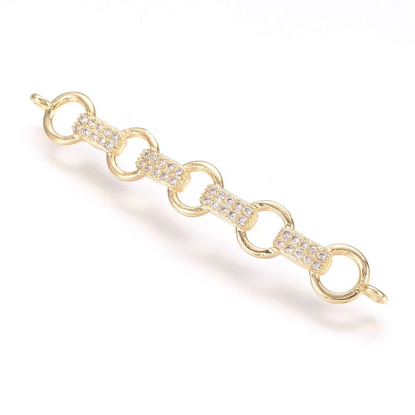 

PandaHall Brass Micro Pave Cubic Zirconia Links, Real 18K Gold Plated, Bar, 6.5x49x2mm, Hole: 1.5mm Brass+Cubic Zirconia Others