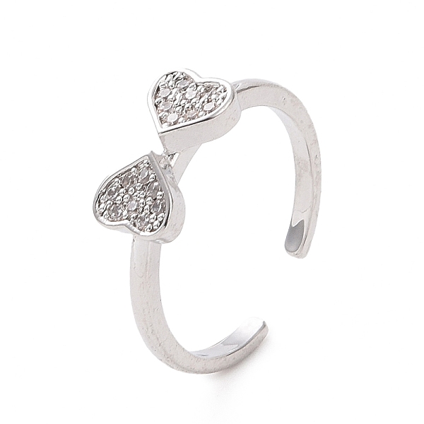 

PandaHall Clear Cubic Zirconia Heart Bowknot Open Cuff Ring, Brass Jewelry for Women, Platinum, Inner Diameter: 17mm Brass+Cubic Zirconia...