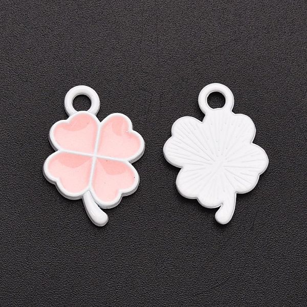

PandaHall Spray Painted Alloy Enamel Pendants, Clover, Pink, 18x12x1.5mm, Hole: 2mm Alloy+Enamel Clover Pink