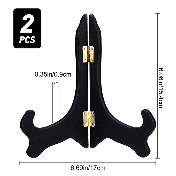 

PandaHall GORGECRAFT 2 Packs Wooden Display Stand Black Easels Plate Holders for Home Displaying Picture Photo Books Weddings Birthday Table...