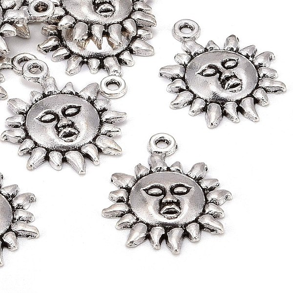 

PandaHall Tibetan Style Alloy Pendants, Sun, Lead Free and Cadmium Free, Antique Silver, 23x19x3mm, Hole: 2mm, about 700pcs/kg Alloy Sun