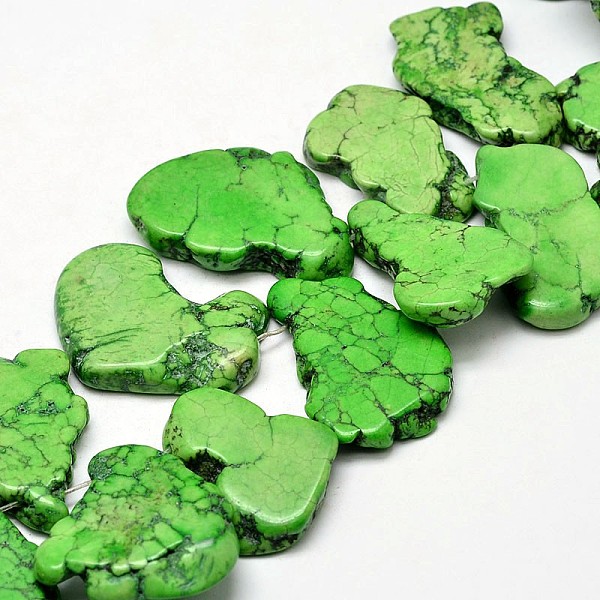 

PandaHall Dyed Natural Magnesite Bead Strands, Nuggets, Lime Green, 18~24x28~36x5~6mm, Hole: 0.8mm Magnesite Nuggets Green