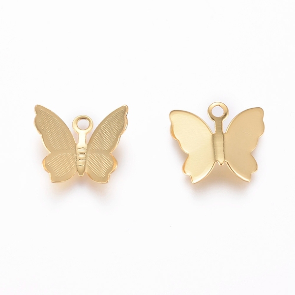 

PandaHall Brass Charms, Long-Lasting Plated, Butterfly, Golden, 11x13x3.5mm, Hole: 1.6mm Brass Butterfly