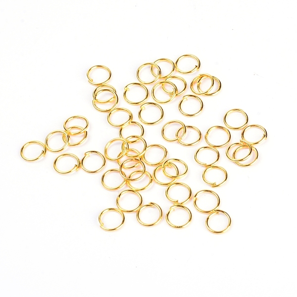 

PandaHall Iron Jump Rings, Open Jump Rings, Golden, 6x0.5mm, Inner Diameter: 4mm, 200~230Pcs/Set Iron Ring