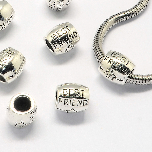 

PandaHall Alloy European Beads, Large Hole Beads, Barrel, Antique Silver, 9.5x9mm, Hole: 5mm Alloy Barrel