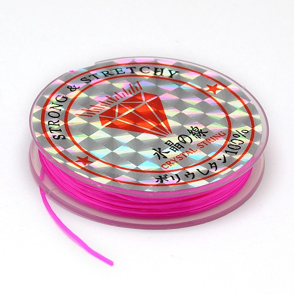 

PandaHall Flat Elastic Crystal String, String Cord Crystal Threads, Magenta, 0.8mm, about 10.93 yards(10m)/roll Spandex Flat Pink