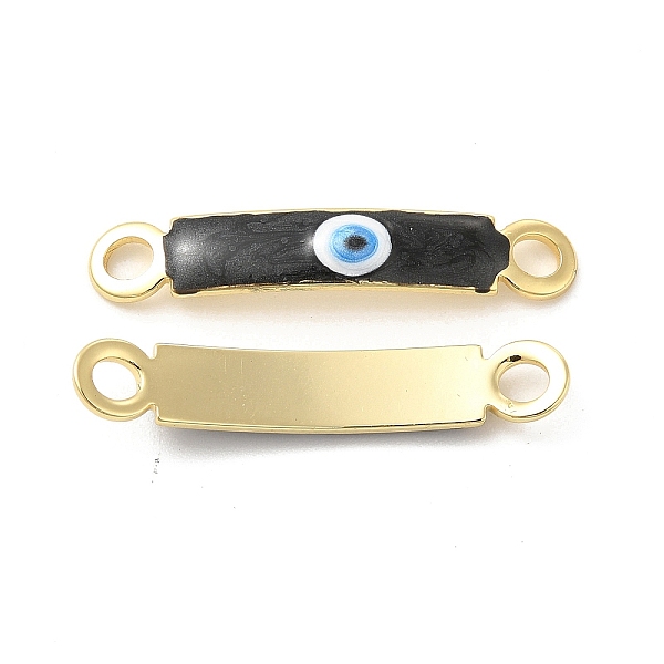 

PandaHall Brass Connector Charms, Curved Rectangle Links with Evil Eye Pattern, with Enamel, Real 18K Gold Plated, Long-Lasting Plated..., Black