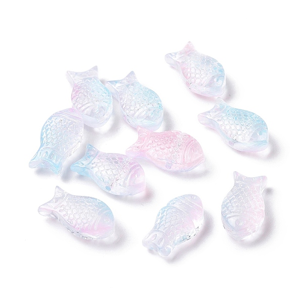 

PandaHall Transparent Spray Painted Glass Beads, Fish, Pearl Pink, 15x8x5mm, Hole: 1mm Glass Fish