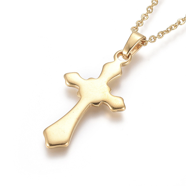 

PandaHall 304 Stainless Steel Pendant Necklaces, with Cable Chains and Lobster Claw Clasps, for Religion, Cross, Golden, 17.6 inch(44.8cm)...