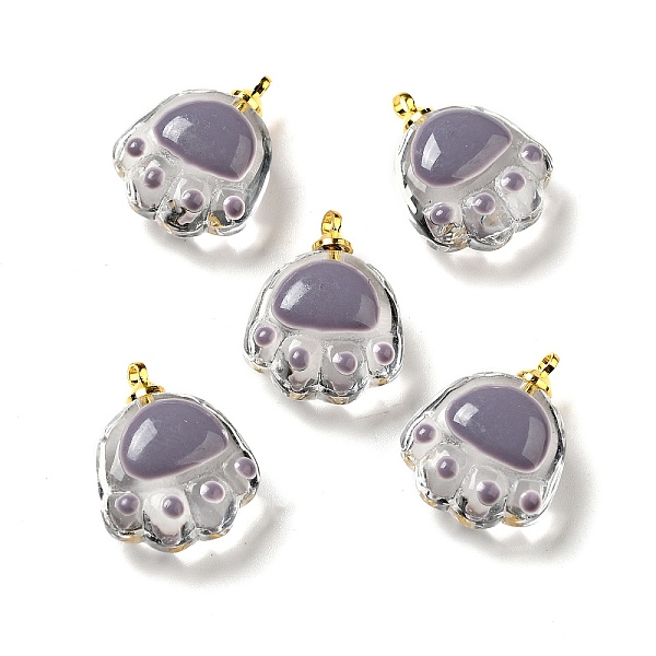 

PandaHall Transparent Glass Pendants, with Golden Tone Alloy Loops and Enamel, Cat Paw, Gray, 18.5x14.5x7.5mm, Hole: 1.6mm Alloy+Glass...