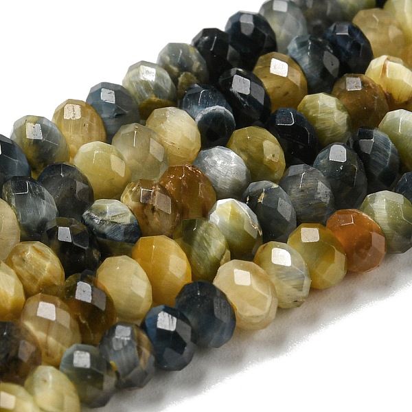 

PandaHall Natural Tiger Eye Beads Strands, Faceted, Dyed, Rondelle, Black, 4x2~2.5mm, Hole: 0.7mm, about 150~153pcs/strand, 15.35''~15.43''...