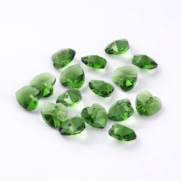 

PandaHall Romantic Valentines Ideas Glass Charms, Faceted Heart Charm, Lime Green, 10x10x5mm, Hole: 1mm Glass Heart Green